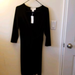 Julie Brown Black Faux Wrap Jersey Dress